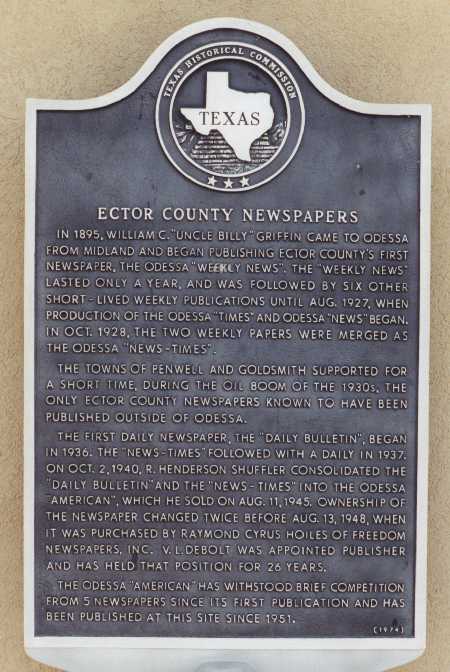 Marker for Odessa American Newspaper