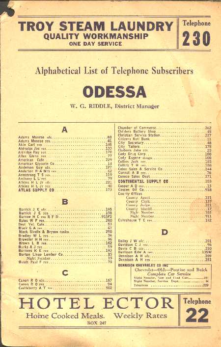 Odessa Phonebook Page 1