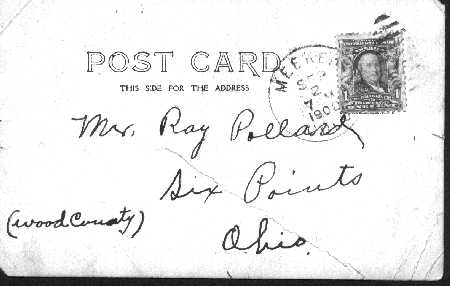 Reverse side of Post Card
